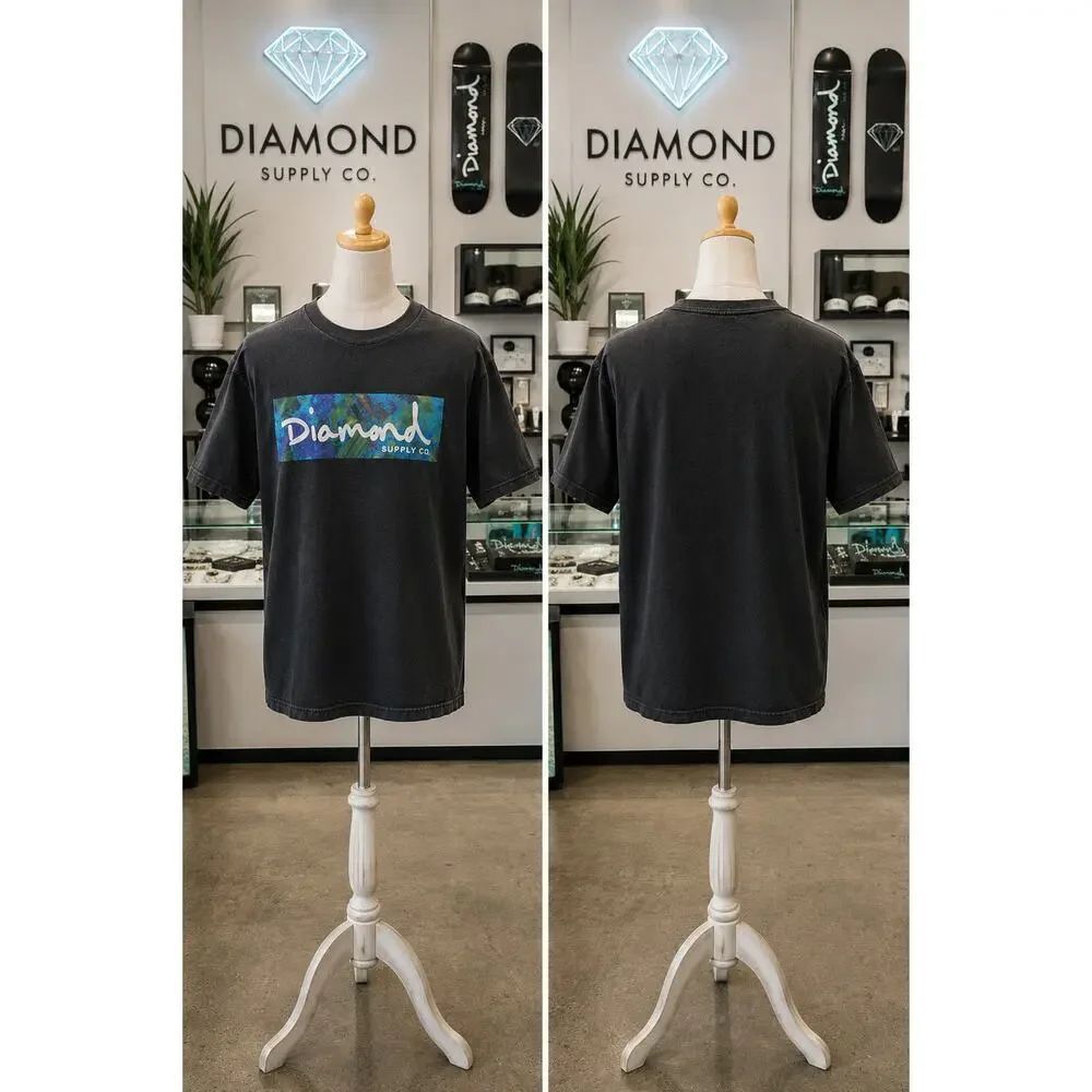 Diamond Supply Co Black Graphic Box Logo Skate Tee Men’s Medium